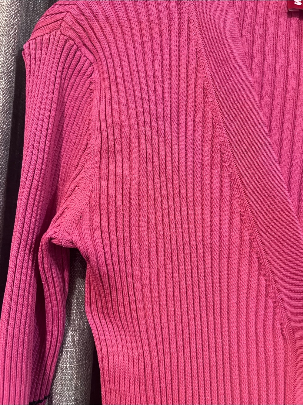 STAUD Shoko Striped Ribbed Sweater Dress Maxi Cardigan Pink Multicolor M - Picture 5 of 10
